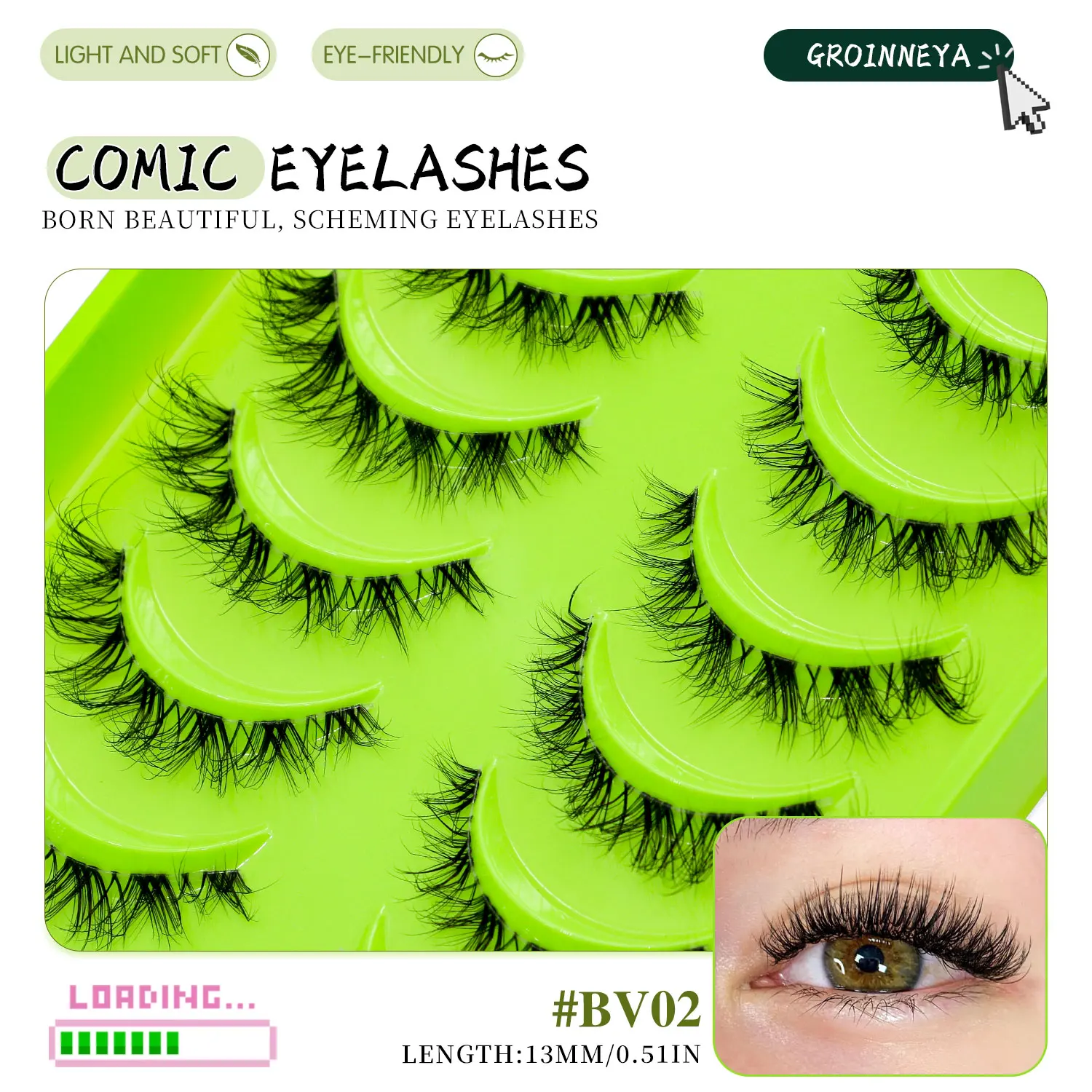 Lasvirey Fluffy Lashes Natural Cat Eye Lashes Fluffy Curl Natural Long Clear Stem Lashes 3D Faux Mink Lashes Extension Makeup