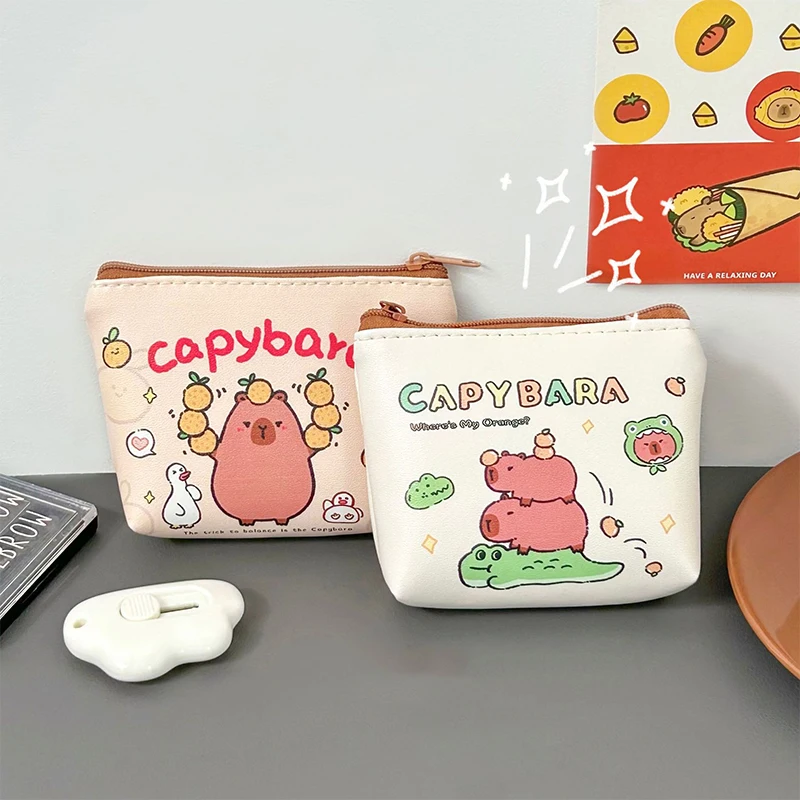 Cartoon Capybara Coin Purse Kawaii Multi-functional Large Capacity Storage Bag Cute Portable Creative Mini Purse Kids Gifts