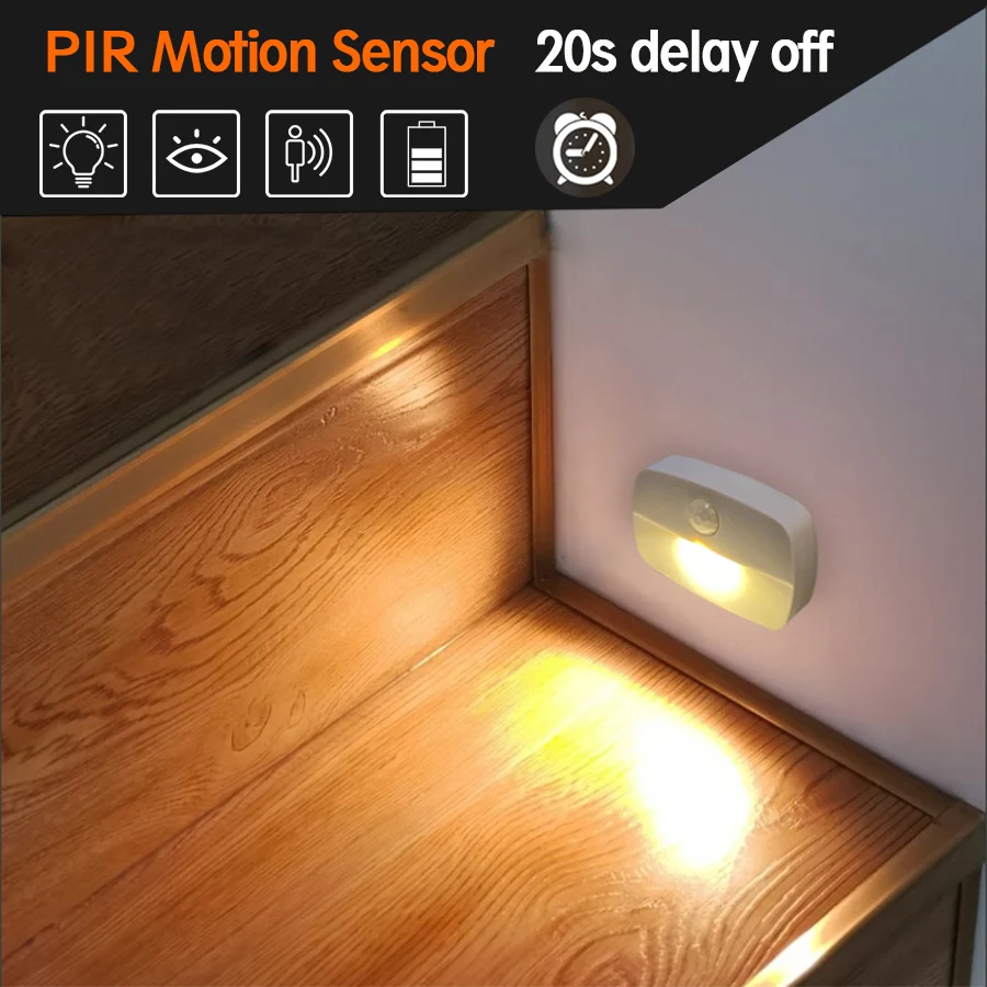 LED Smart Sensor Round Corner Night Light Cold Warm Light White Mini Cabinet Light Bedroom Bathroom Staircase Night Lighting