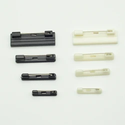 200PCS 3.0cm 2.0cm 3.6cm 4.2cm White Black Plastic Brooch Base Pin backs Plain Safety pins for DIY Badges Corsages