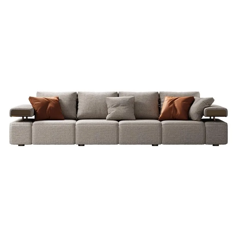 Modern light luxury fabric sofa, living room home straight electric function sofa