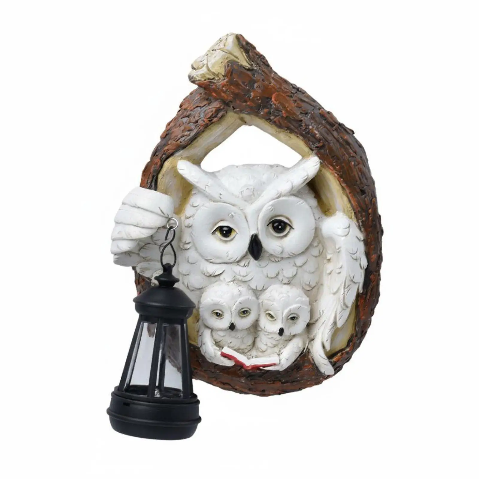 Solar Owl Outdoor Wall Light Resin Animal Statue Garden Lighting Decorative Owl for Patio Yard Decor