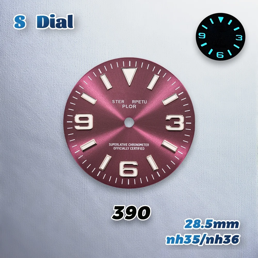 28.5 مللي متر S شعار اكسبلورر أمة الله الطلب صالح NH35/NH36/4R حركة الجليد الأزرق مضيئة ساعة رائعة تعديل الملحقات