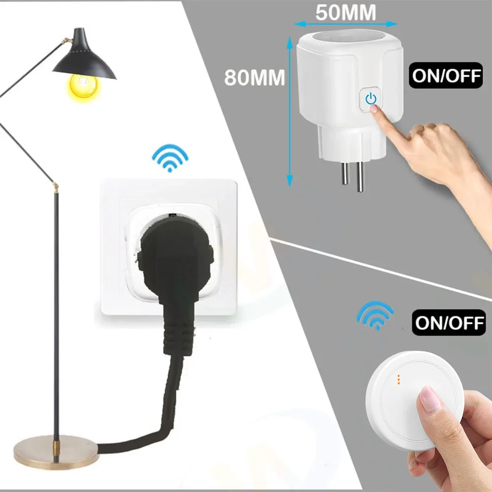 Wireless Remote Control Socket Switch 50 Meters Remote Control Electrical Outlets 220V 16A EU Plug for Home Appliance Fan Light