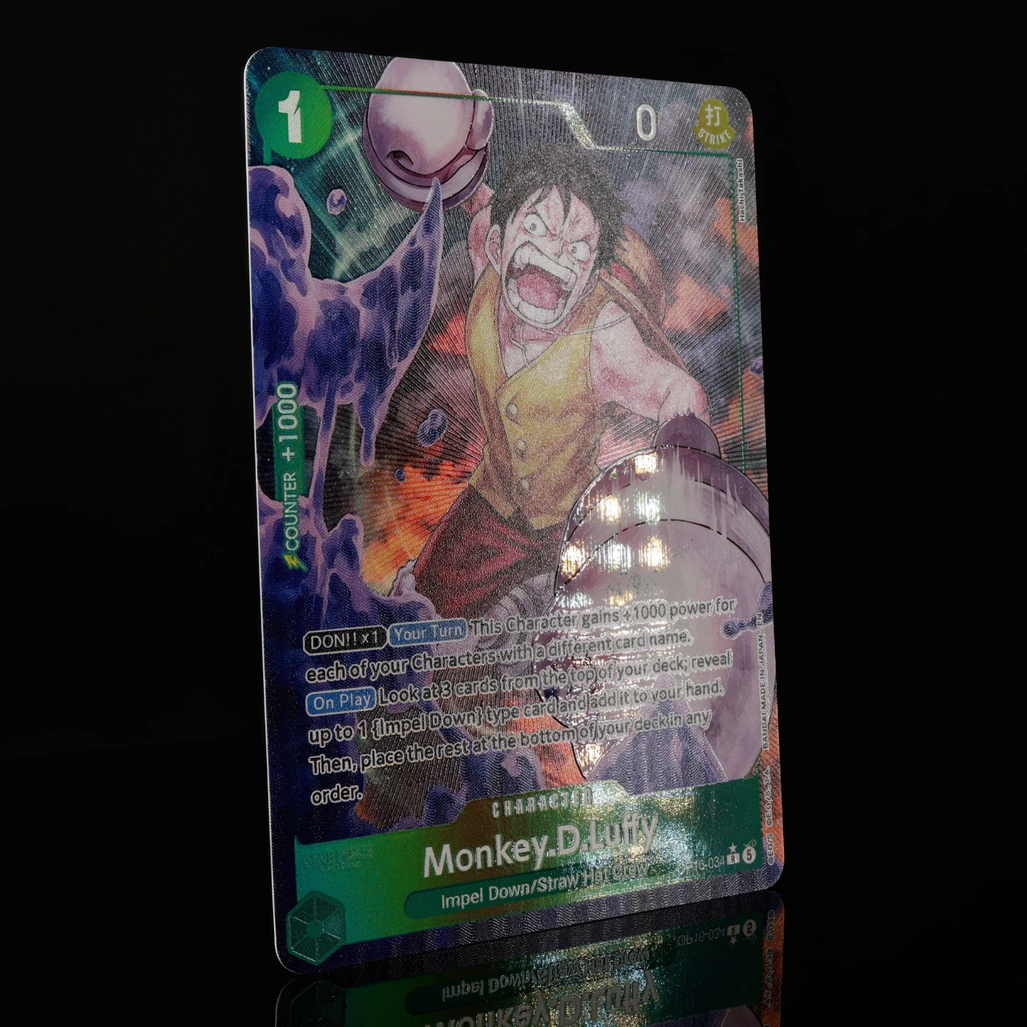 OP16-034 Luffy AA One Piece TCG OPCG English 1 Cost OP16 Green Luffy Textured Foil Card Anime Collectible Card