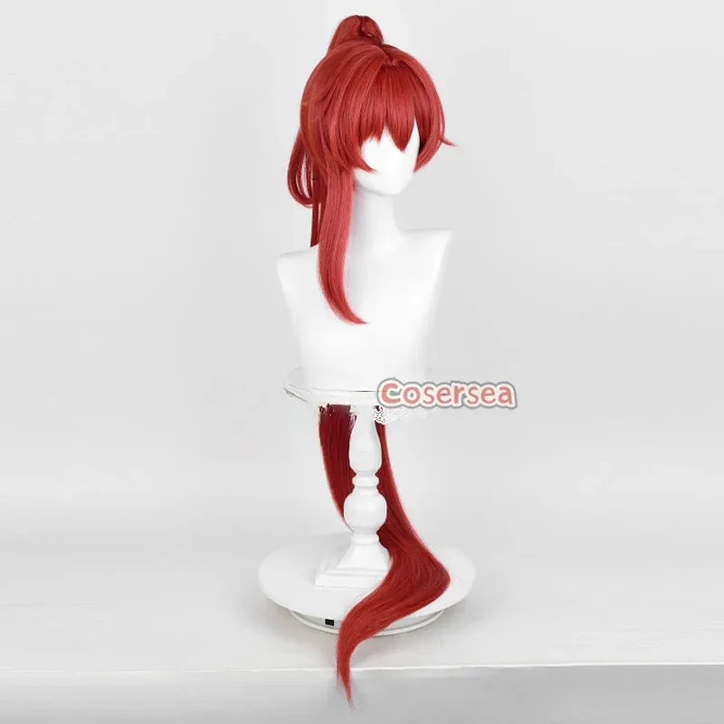 Cosersea 陰林コスプレウィッグ荒野の波陰林 120 センチメートル女性ロングストレート赤ポニーテール Cos かつら人工毛耐熱