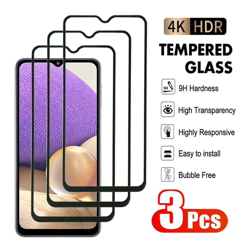 3Pcs Clear Tempered Glass For Samsung Galaxy A21 A22 A23 A24 A25 A31 A32 A33 A34 A35 4G5G Screen Protector For Samsung A21s Film