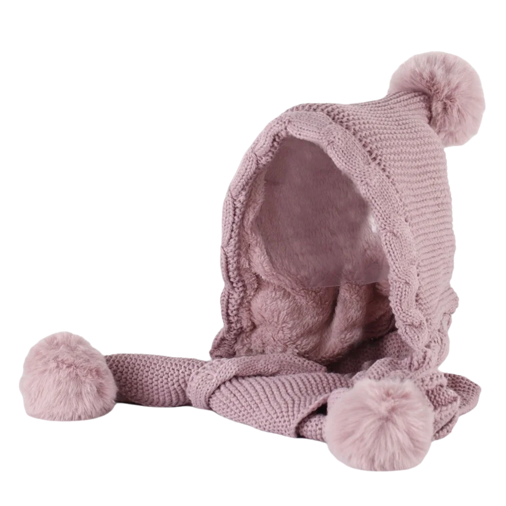 

Cute Twist Knitted Hat Scarf Set Neck Warmer Windproof Cycling Balaclavas Hat Ear Protection Thicken Women Hooded Scarf Women