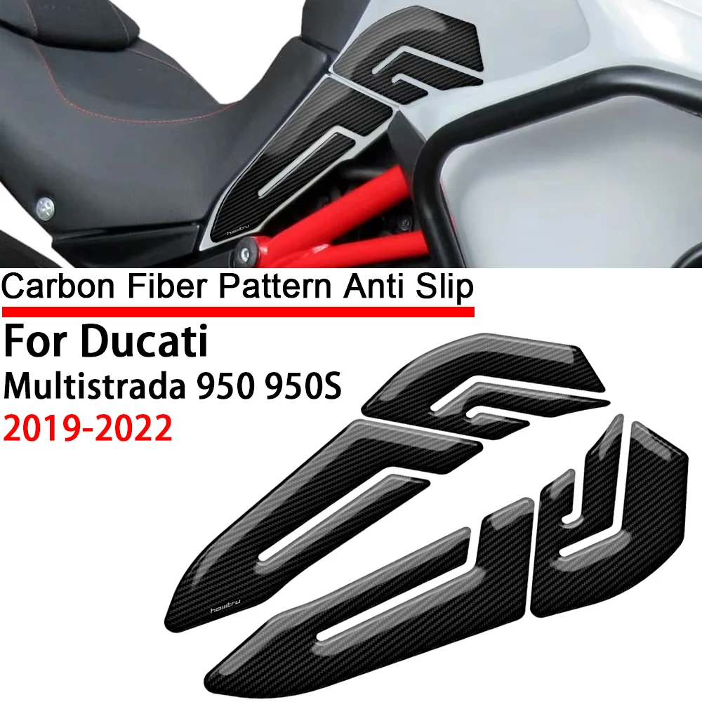 

For Ducati Multistrada 950 950S 2019 2020 2021 2022 3D Carbon-look Motorcycle Side Fuel Tank Pad Knee Grip Protection Sticker