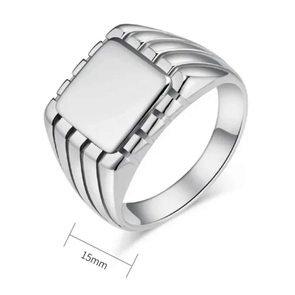 Smooth Square Seal Geometric Rings Stainless Steel Men Finger,Simple Fashion Jewelry