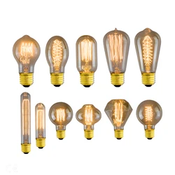 Ampoule Edison Vintage à Filament pour la décoration de la maison, lampe rétro, E27, 220v, 40W, ST64, T10, T45, T185, A19, G80, G95, G125