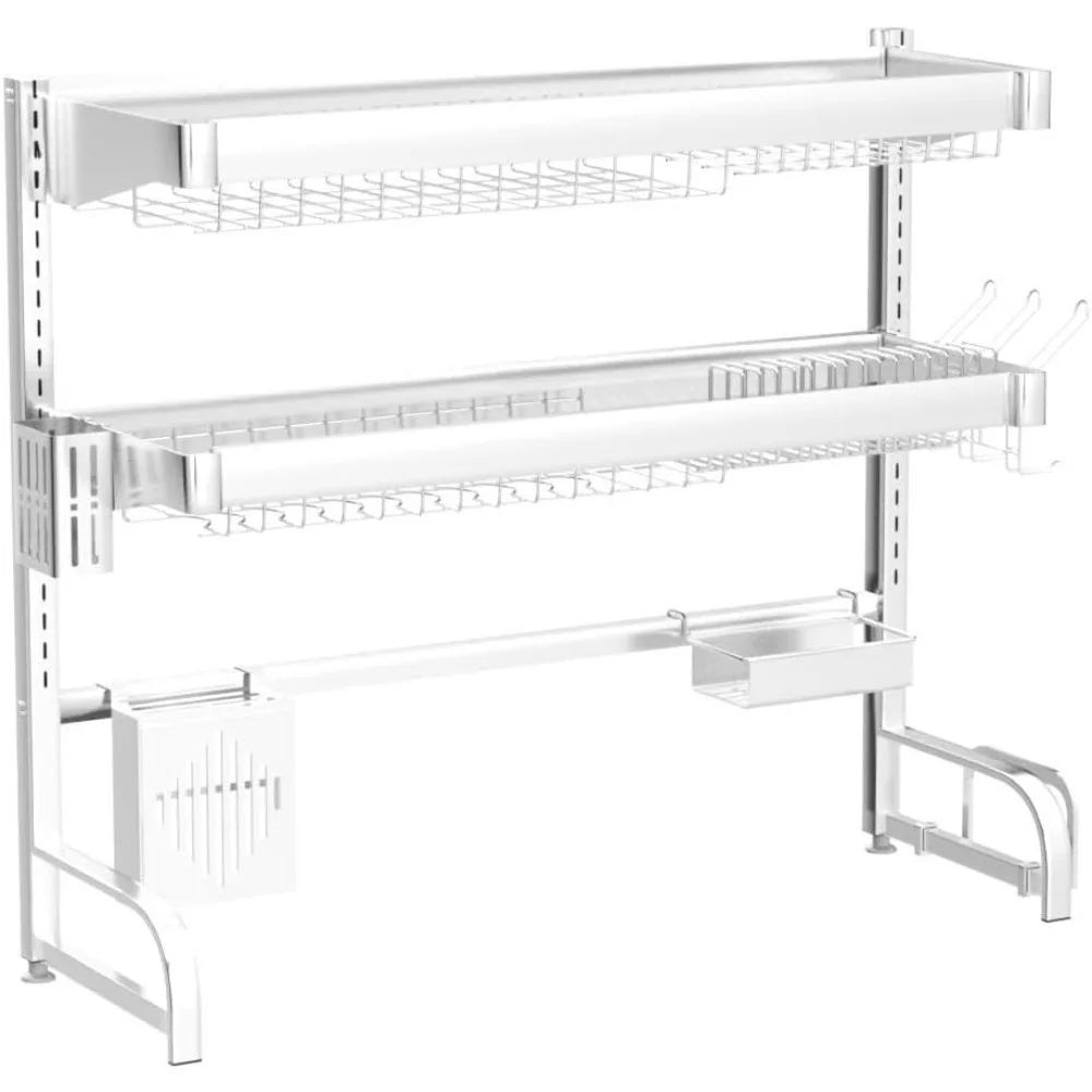 

High quality 3 Tier Extra Large Stainless Steel Expandable Over The Sink Dish Drainer Drying Rack, Rust Proof Metal,Space Saving