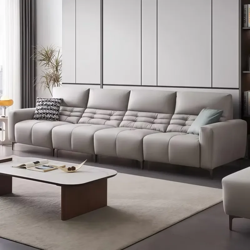 Italian Modern Minimalist First Layer Cowhide Sofa Straight Multi Seater for Small Living Room
