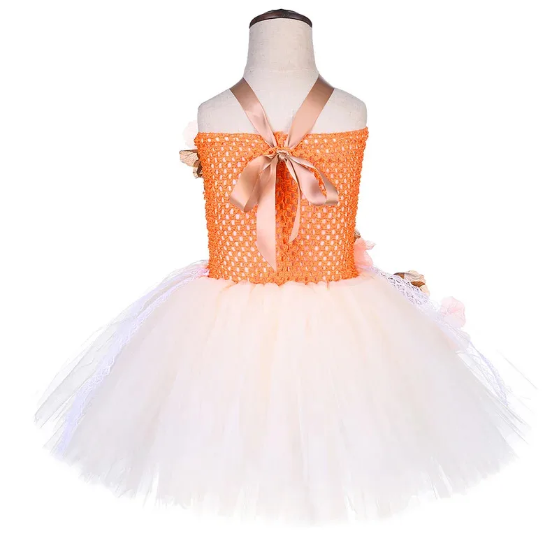 Moanna Vestidos de princesa para niñas Disfraces de Navidad y Halloween para niños Traje de tutú de ballet de cumpleaños con collar de anillo de flores