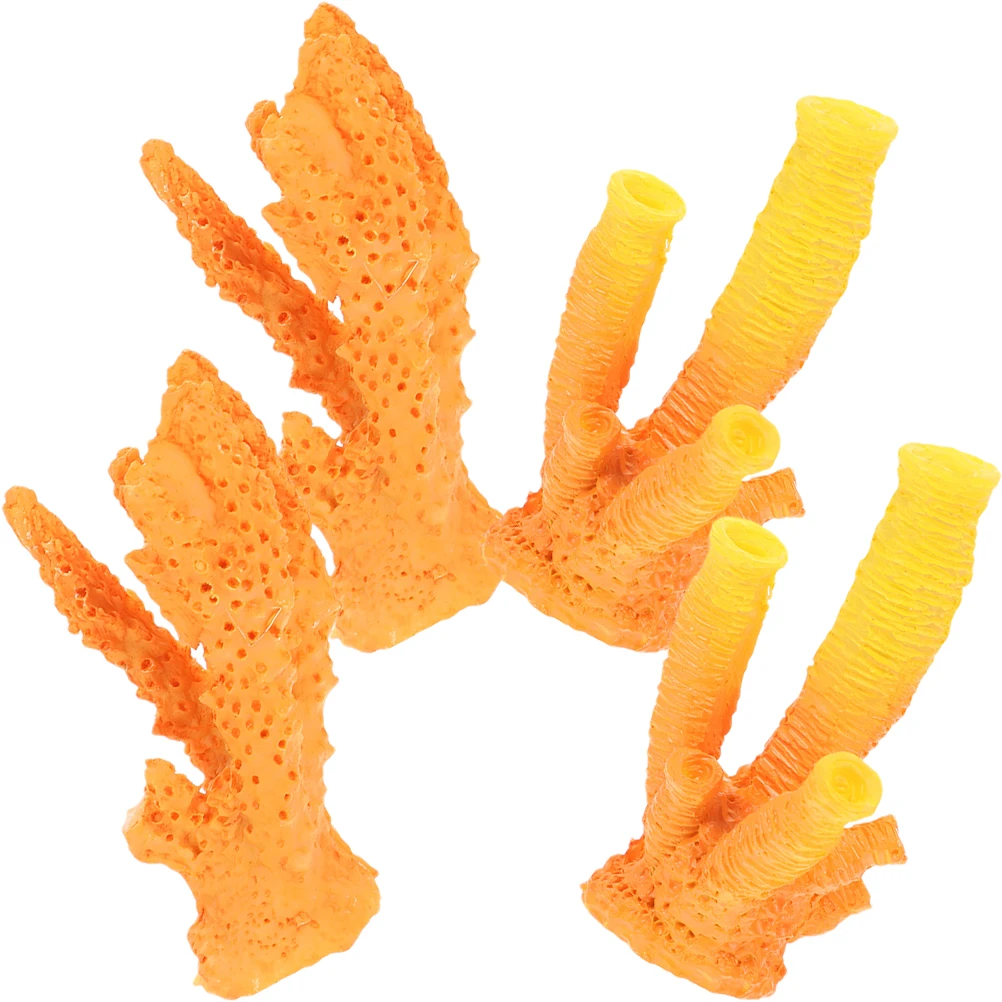 

4pcs Aquarium Fish Tank Landscaping Simulation Resin Decorations Durable Artificial Plants Desktop Coral Ornament for Home