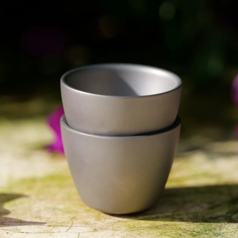 

Titanium Portable Tea Cup Durable Outdoor Home Shop Restaurant Hotel Gift Stable Base Camping Coffee Water Storage