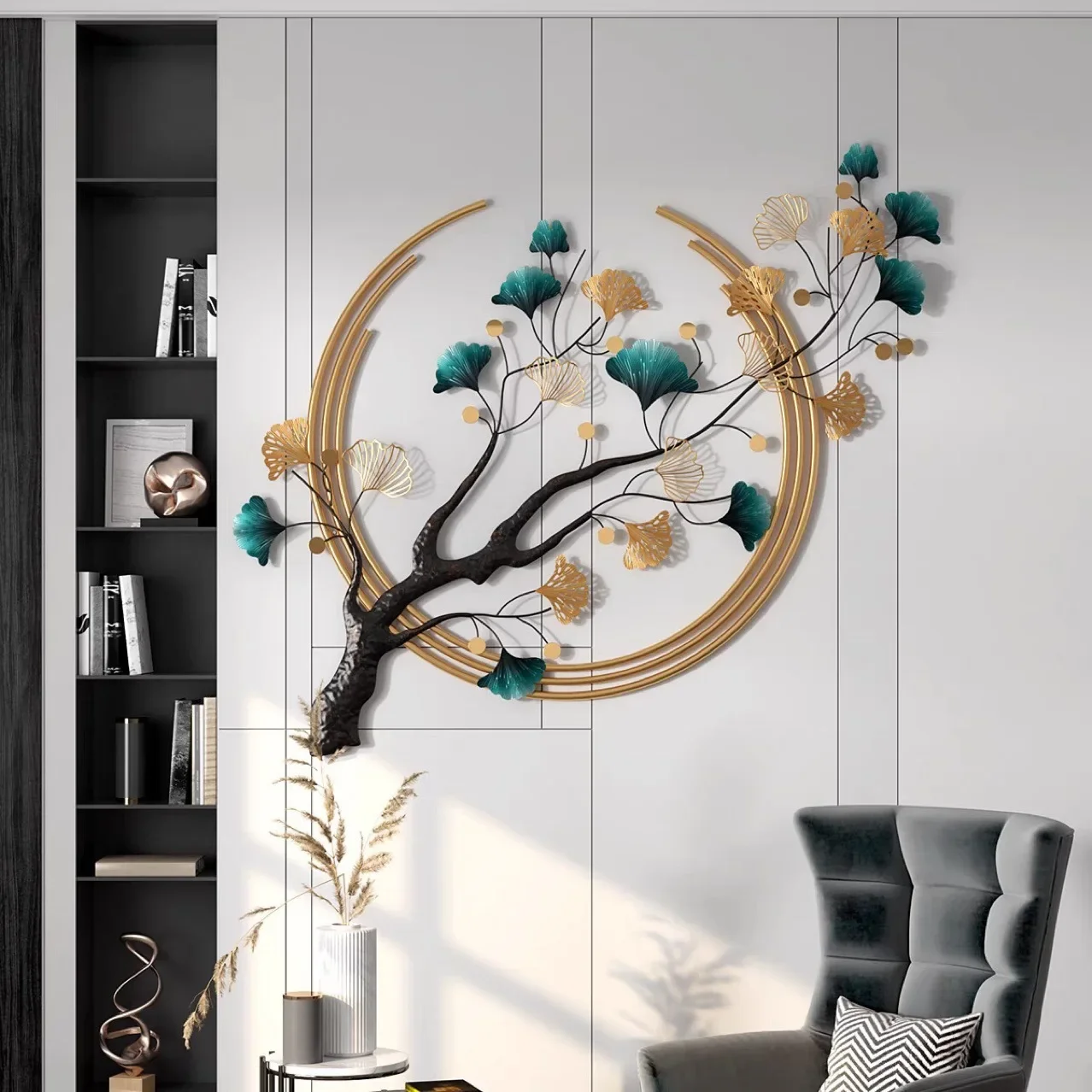 Living room wall bedroom wrought iron light luxury creative wall decoration pendant sofa background