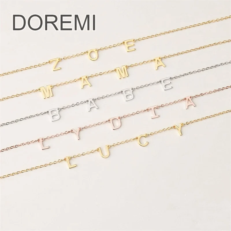 DOREMI Personalized Gift Jewelry Mother's Necklace Simple Design Initial Letter Jewelry Necklace Handmade Mini Letter Necklace