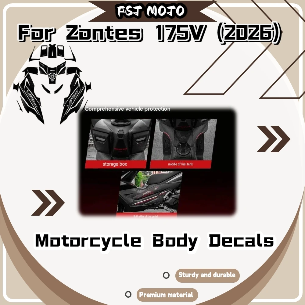 For ZONTES 175V 2026 Body Armor Tank Sticker Wear‑Resistant Waterproof Peel‑Off Without Residue Mod Accessories