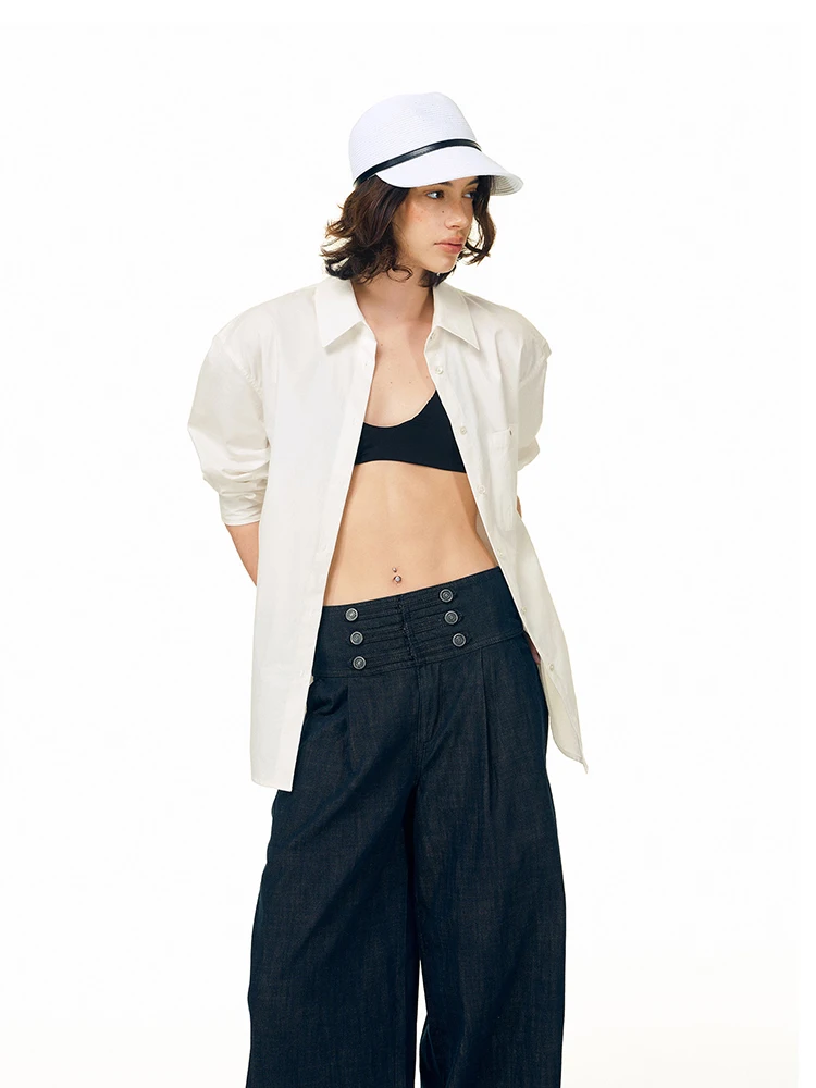 REDDACHiC Double-breasted Wide Leg Women Jeans New In Vintage Wash Loose Fit Straight Low Waist Denim Pants Causal Streetwear