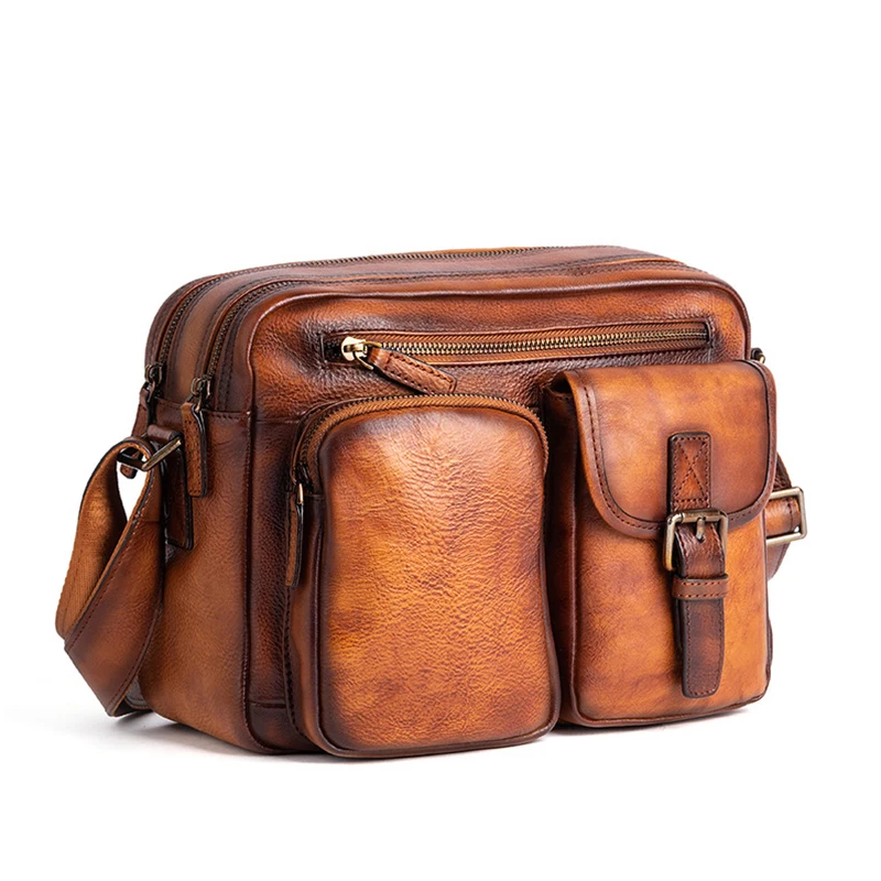 Bolsa de Ombro de Couro Genuíno Masculina de Alta Qualidade, Macho, Alta Capacidade, Corpo Transversal, Bolsas Mensageiro Casual Business, 2022