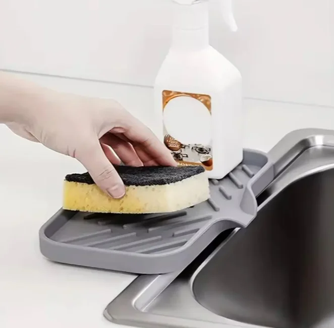 3D‑Printed Practical Kitchen Drip Tray, Plastic Grooved Countertop Drain Tray, Multi‑Purpose Kitchen Sink Accessory Organizer
