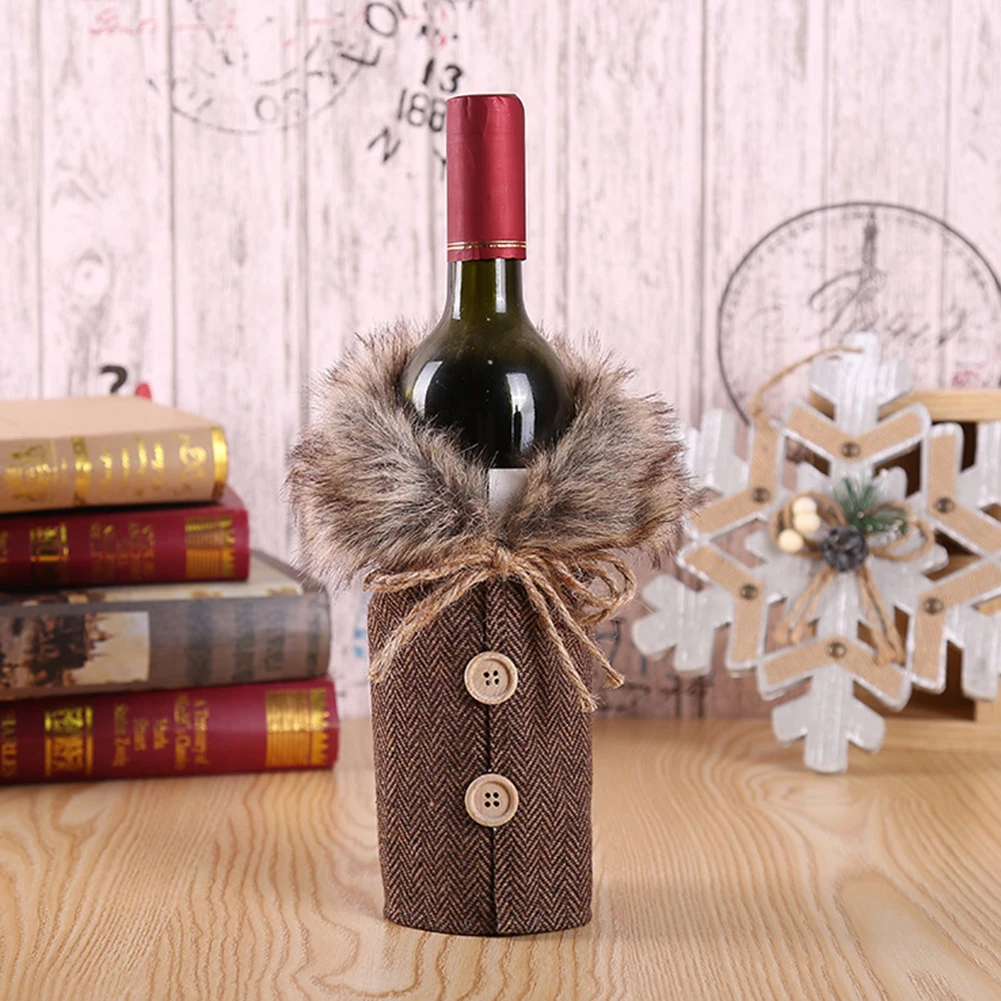 Festive Wine Bottle Decoration Holiday Wine Bottle Cover Bright Colors Cute Design Perfect For Home Table Decoration