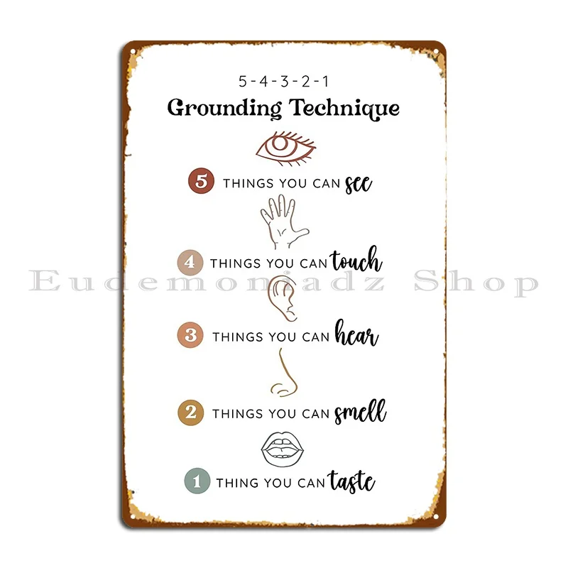 5 4 3 2 1 Grounding Technique Metal Plaque Poster Character Wall Cave Decoration Garage Club Garage Tin Sign Poster