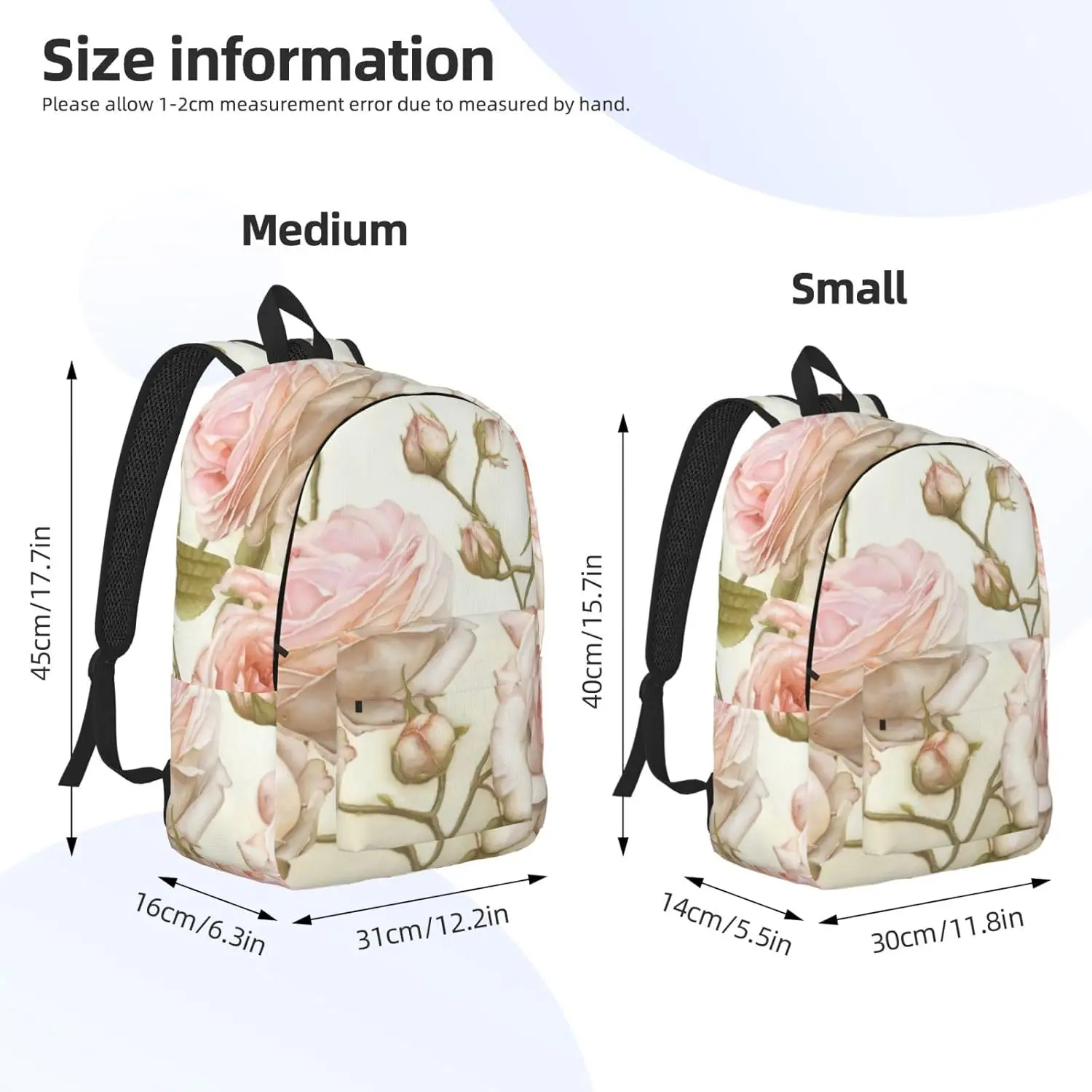Beauty Red Roses Fashionable and lightweight canvas backpack, fit for casual travel, easy to carry your life