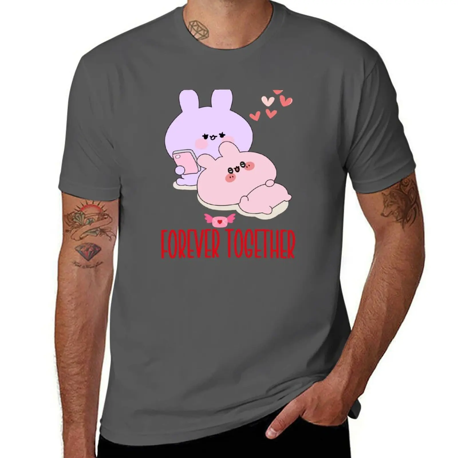 

Pink and Blue Cutest Love Couple Together T-Shirt quick drying customs shirts graphic mens plain t shirts