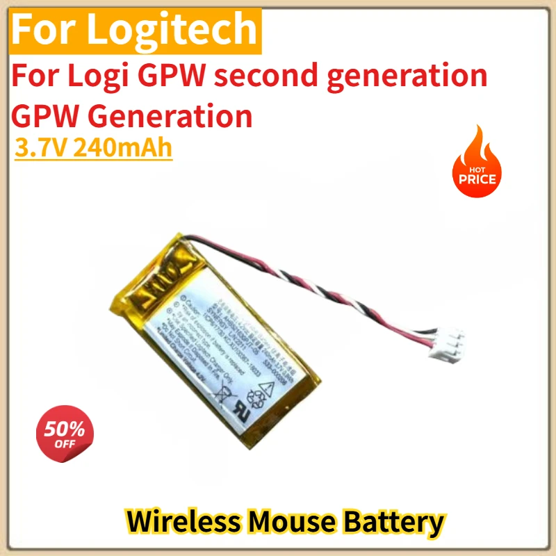 

Высококачественный аккумулятор 3.7V 240mAh для беспроводной мыши Logitech G Pro X GPW 1 2, накладки на ножки AHB521630PJT-05, новый сменный аккумулятор