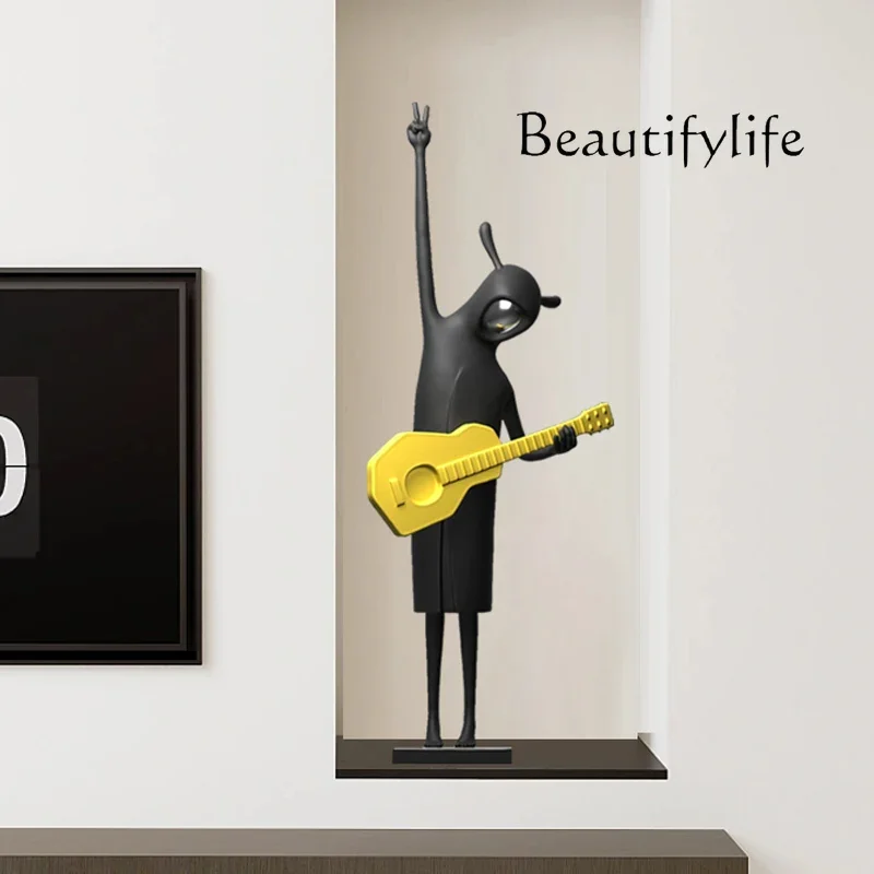 Abstract figure playing guitar creative soft decoration artwork sculpture ornament villa TV cabinet floor