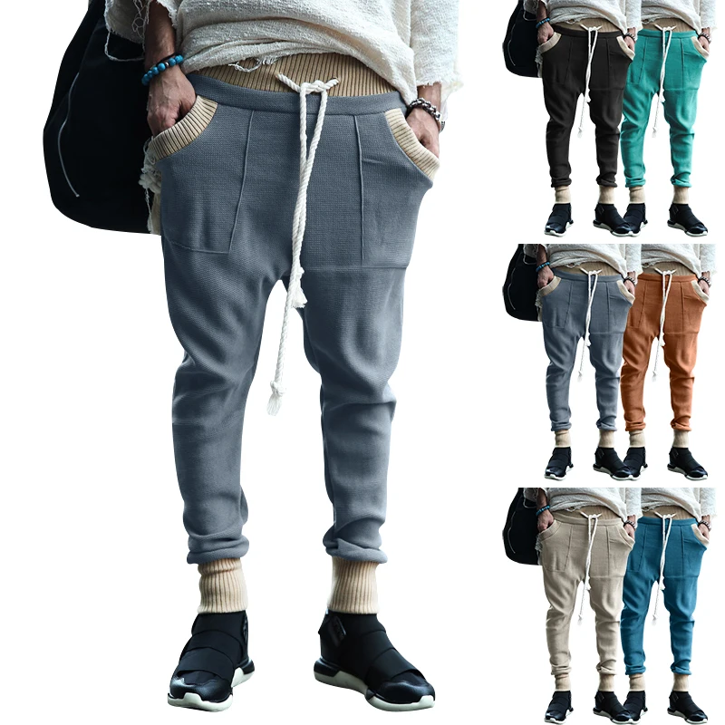 Solid color small foot casual pants for men\'s summer new trend sports pants, fashionable and versatile Harlan pants