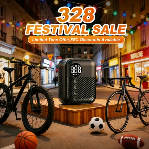 Imagen 2 del producto Bomba de Bicicleta Eléctrica Portátil Mini Carsun, Inflador de Neumáticos Inalámbrico, 150 Psi Máx., Batería de 480 mAh con Pantalla