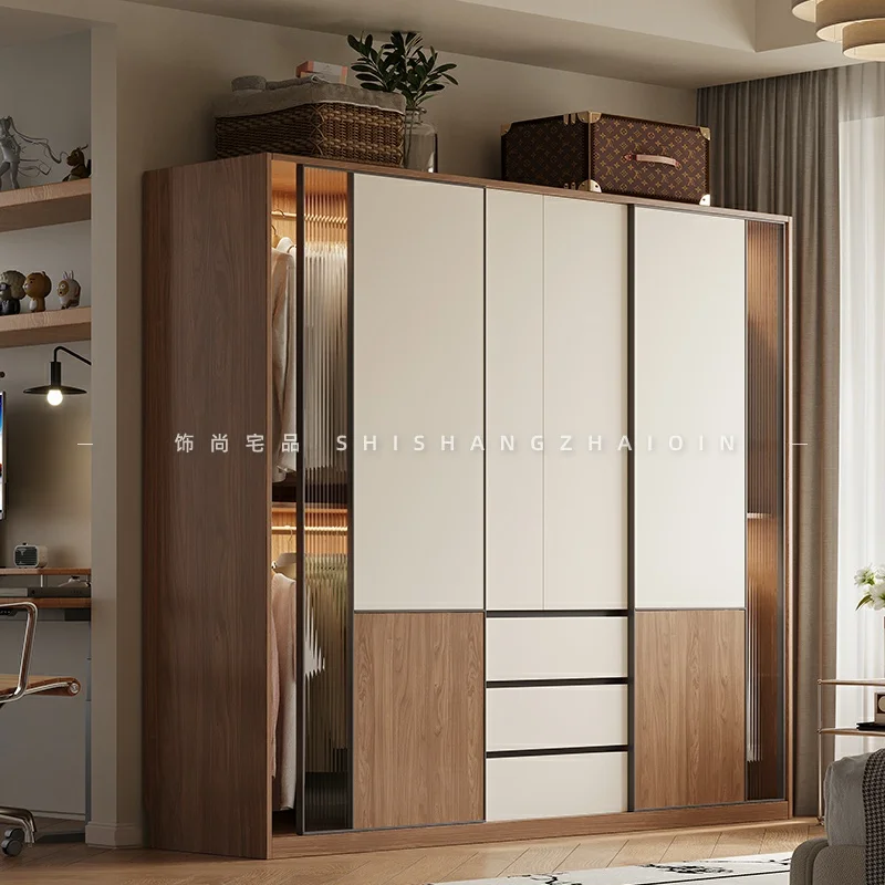 French retro wardrobe home bedroom simple modern small apartment sliding door storage cabinet sliding door wardrobe cabinet