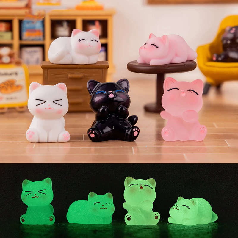 1 ชุด Luminous เครื่องประดับแมวแมวตุ๊กตาสัตว์ Micro Landscape เดสก์ท็อปตกแต่งภายในรถ DIY พวงกุญแจห่วงโซ่โทรศัพท์
