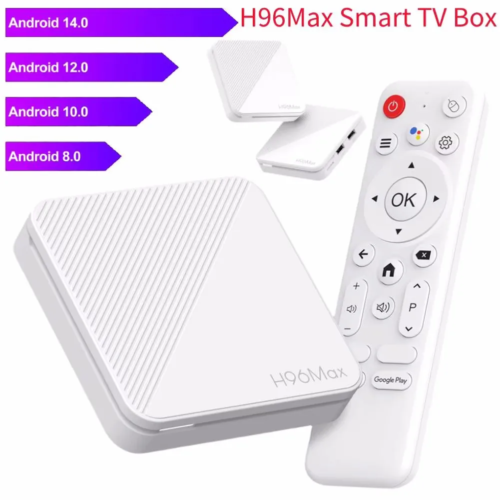 H96 Max Smart TV Box Android 14.0 WiFi BT رباعي النواة فيديو Set Top TV Box 4K 2GB RAM 8GB/16GB ROM HD Media Player Smart TV Box