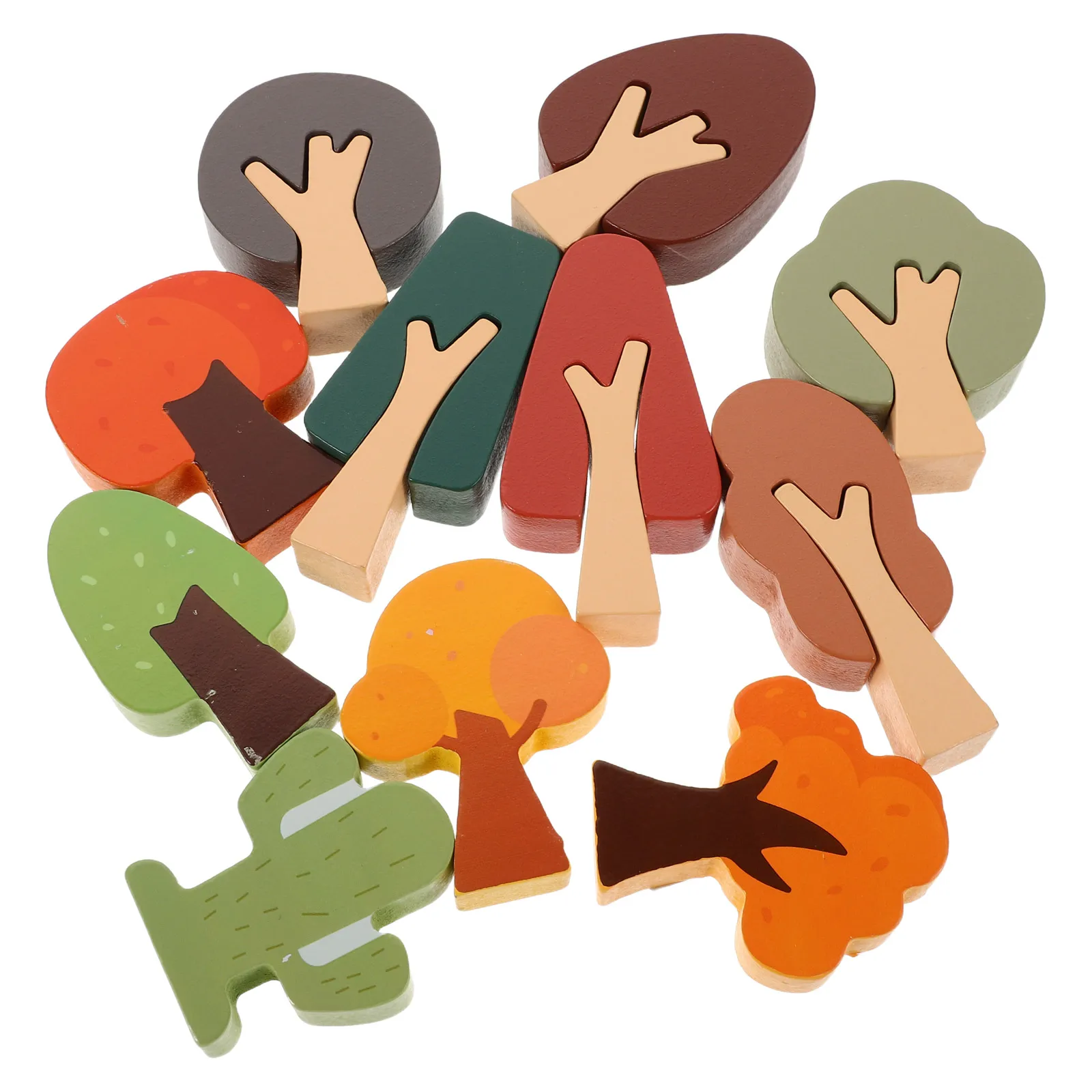 11-delige houten baanboomaccessoires miniatuurplanten kerstbeeldjes flessenborstel bomen bos zintuiglijk speelgoed