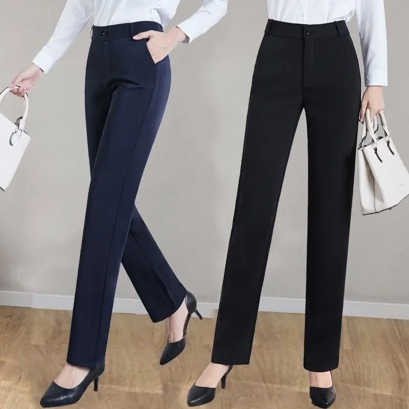 Women's Spring Autumn New High-waisted Straight-leg Slimming Trousers Professional Draped Casual Pants Long Pants Office Workers