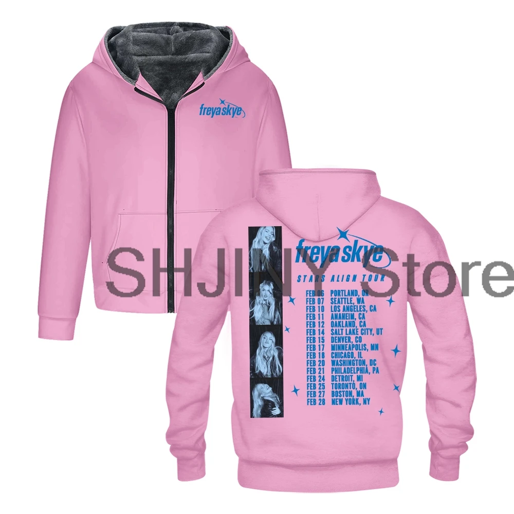 فريا سكاي ستارز محاذاة جولة 2026 مقنعين سترة سترات للجنسين كم طويل زمم هوديس الرجال النساء الشتاء ملابس خارجية معطف #5