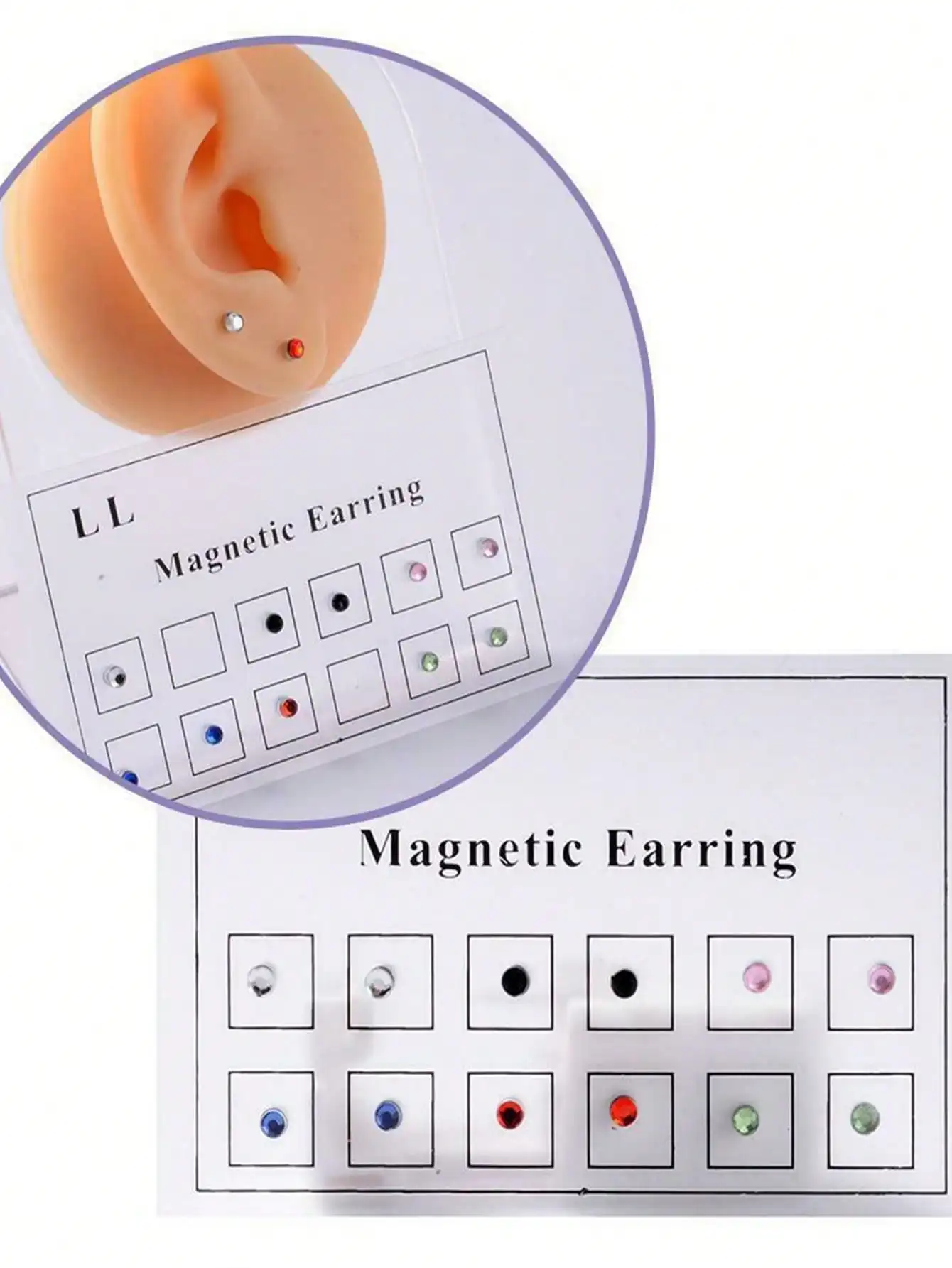 12PCS Crystal Magnetic Stud Earrings Set, Non-Piercing Jewelry