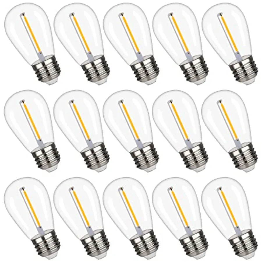 

S14 Replacement LED Light Bulbs, Shatterproof and Waterproof 1W S14 LED Bulbs, Outdoor String Lights, E26 Base Patio Edison LED