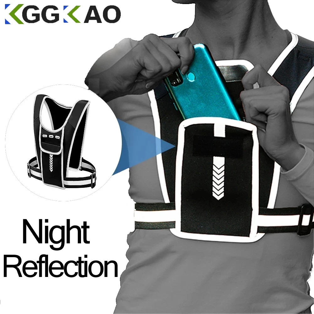 

Running Vest Phone Holder for Men Women, Waterproof Cell Phone & Key Pouch, Reflective Hydration Vest Train Free Workout Gear