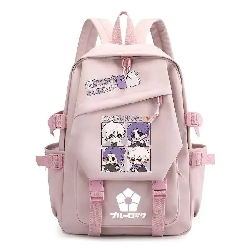 Juego de Anime negro verde rosa blanco azul cerradura estudiantes adolescentes Mochilas escolares Mochilas de gran capacidad para