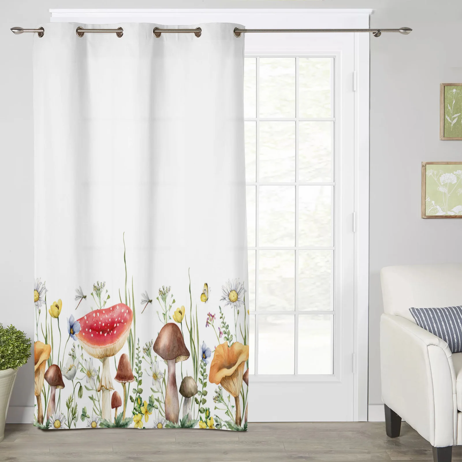 Mushrooms Flowers Plants Modern Window Curtains for Living Room Bedroom Curtain Kitchen Treatment Blinds Drapes