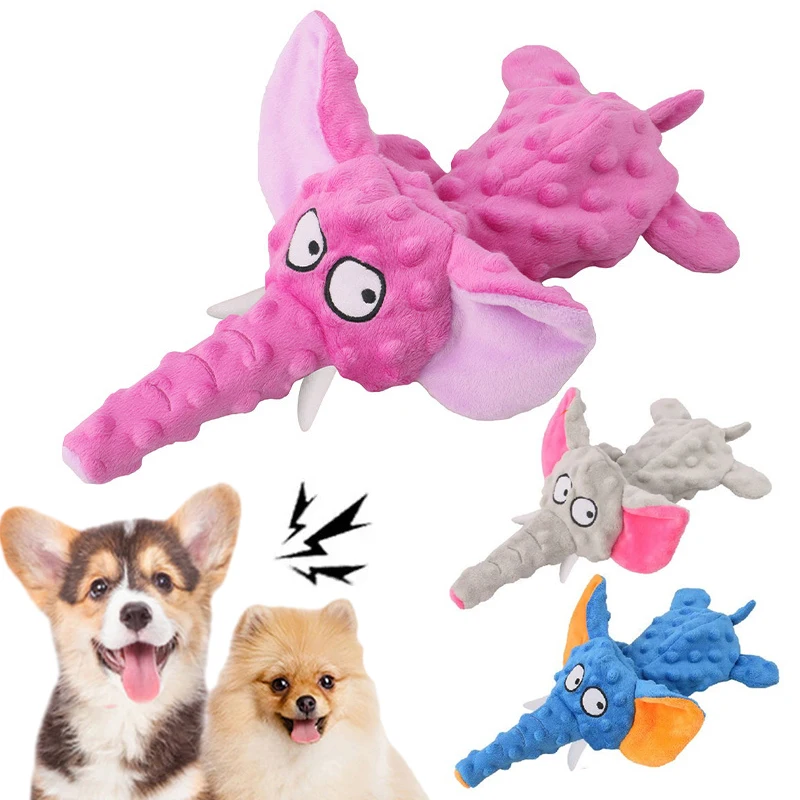 Soft, Engaging, and Durable Plush Elephant Dog Toy - Interactive Squeaky Chew Toy for Endless Entertainment - A Joyful Addition 