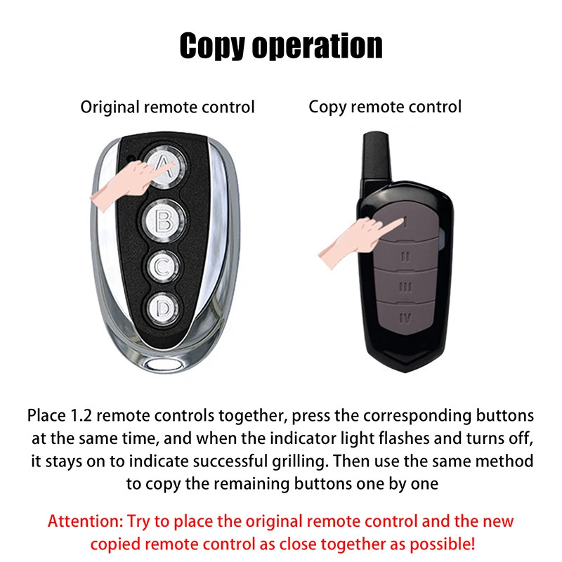 Garage Remote Control Duplicator 433mhz Gate Door Commands Opener 433 92mhz Electric Rolling Code Clone Access Portal Fixed Code