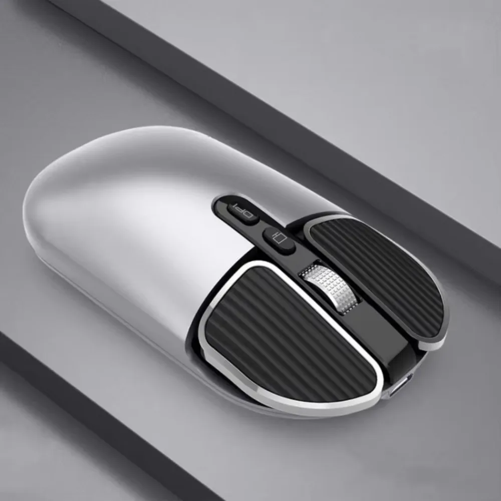 Dual Mode Bluetooth 5.1 2.4G Silent Rechargeable Mouse 1600DPI Aluminum Scroll Ergonomic Office Mouse For PC MacBook Laptop iPad