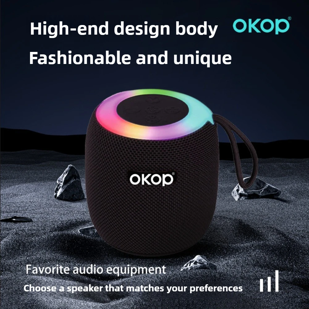 ลำโพงบลูทูธ OKOP ขนาดเล็ก, ซับวูฟเฟอร์พกพา, ลำโพง AI สำหรับใช้ในบ้านและนอกบ้าน แบตเตอรี่ใช้งานได้นาน, ลำโพงคุณภาพเสียงสูง