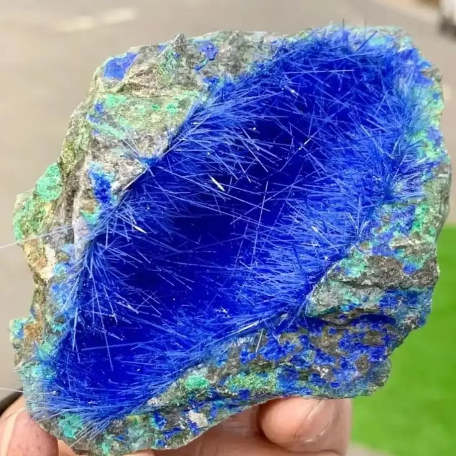 Rare Blue Copper Ore of Morocco Mineral Specimen Blue Needle Ironstone Quartz Synthetic Azurite Specimen Crystal for Decoration